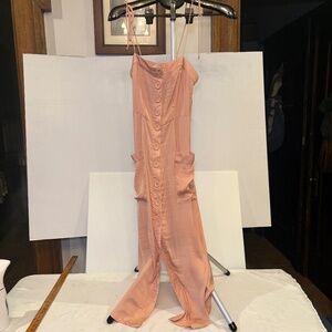 Urban Outfitters Womens Small Pink/Peach Button Down Midi Dress Sleeveless NEW